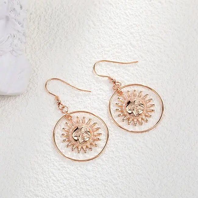 

Creative Vintage Sun Goddess S925 Sterling Silver Jewelry Metal Bulb Gold Hook Earring for Women, N/a