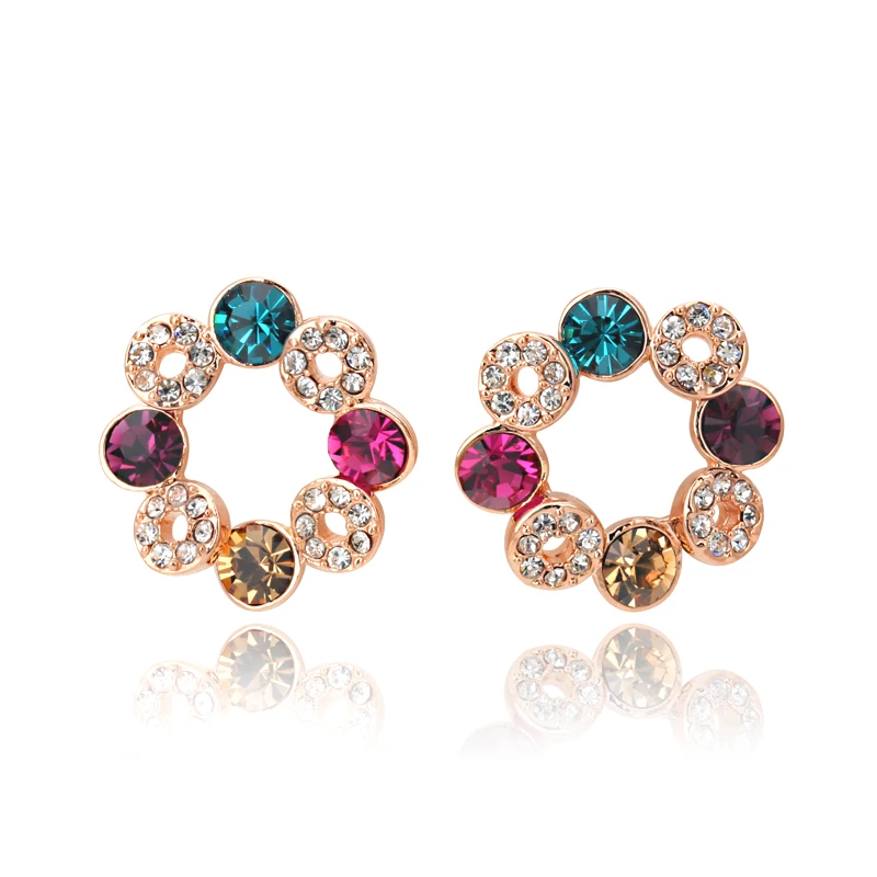 

Top Quality Crystal Ferris Wheel Stud Earring Rose Gold Color For Women Girl Party Fashion Jewelry Wholesale E083