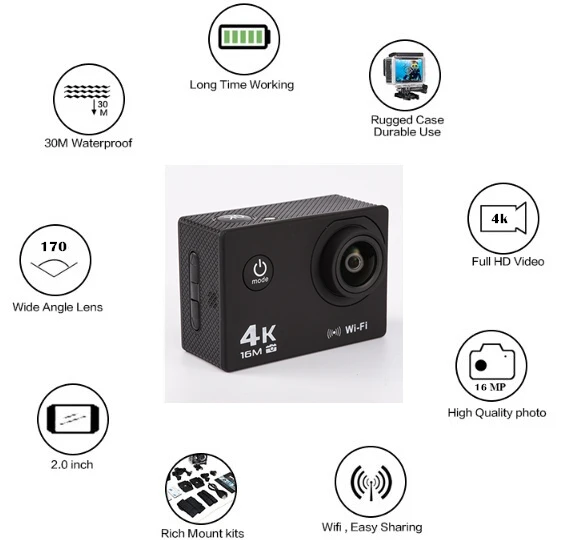 Eken H9r Go Pro Real Waterproof Wifi 4k Sports Action Camera With