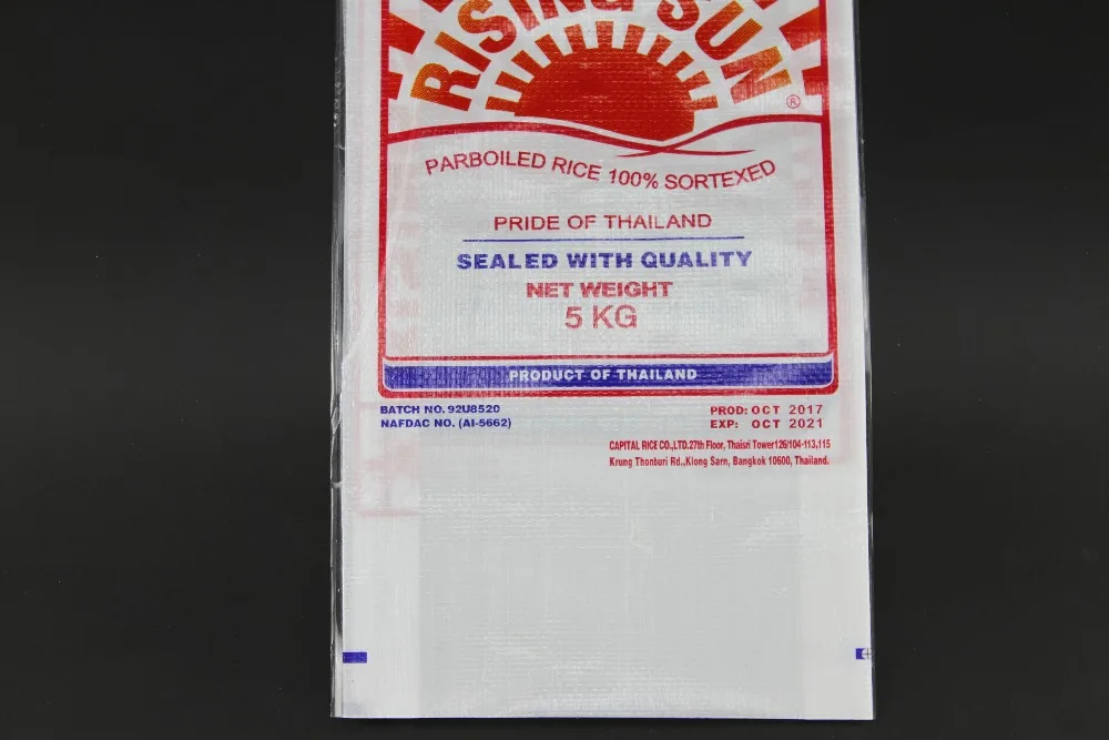 
PP plastic rice bag with handle for 5kg 10kg 25kg 50kg rice package 