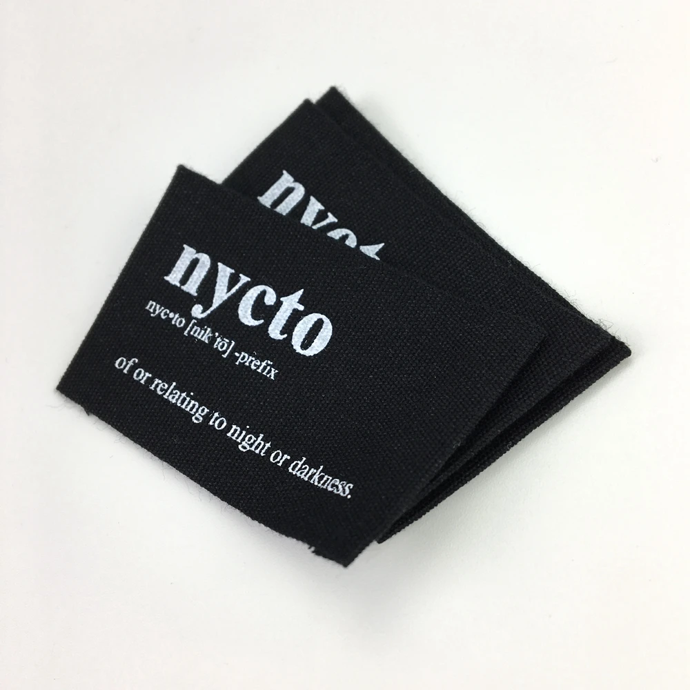 

organic cotton printed label custom woven label for women clothing, Customized