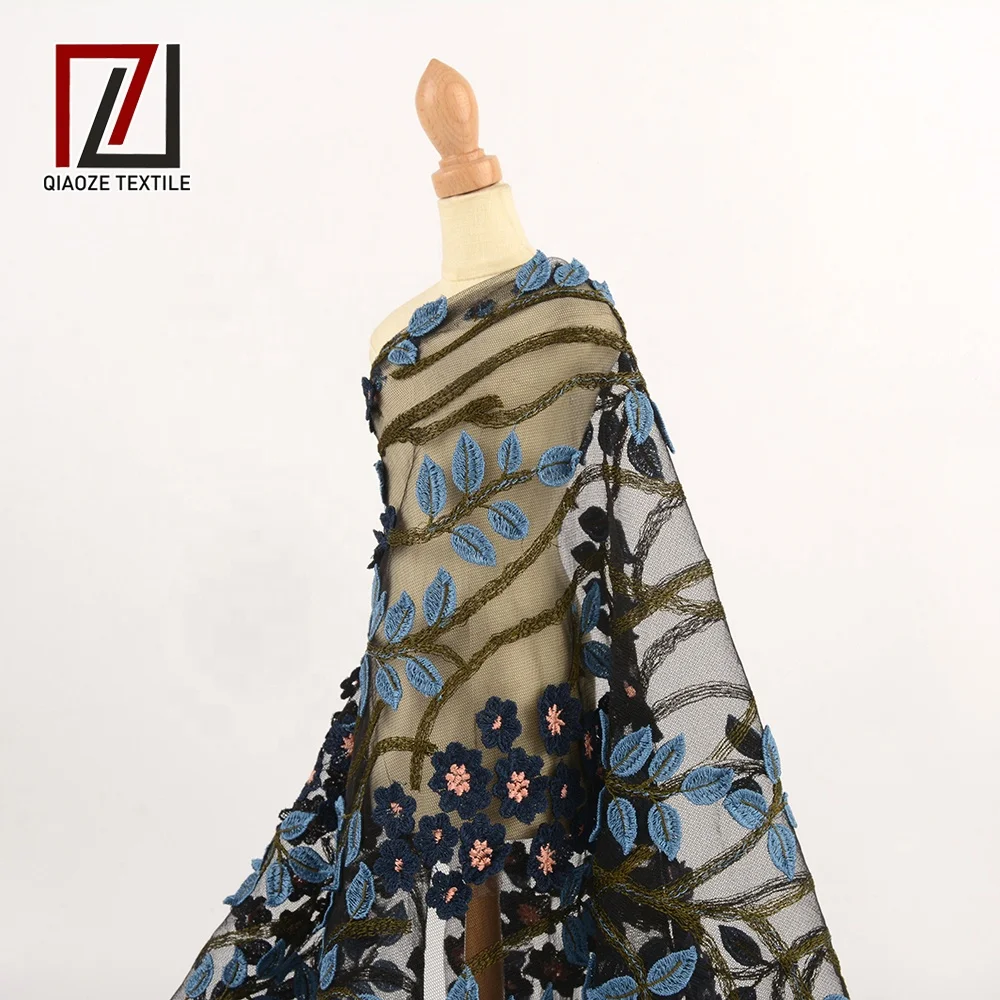 

2019 couture Handmade embroidered big flower wedding lace 3d fabric, Can customized