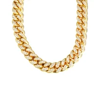 

Iced out cz stone miami Cuban link chain mens choker necklace