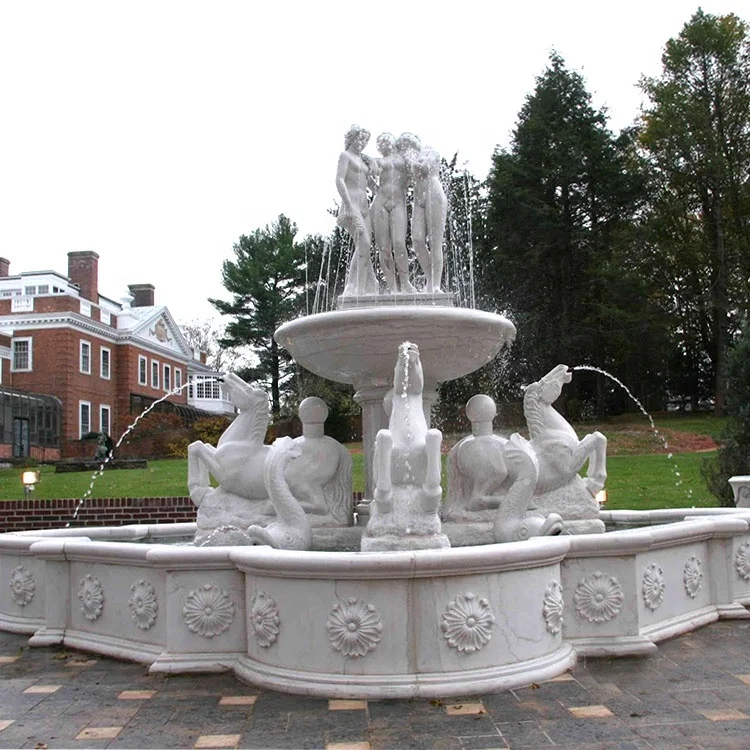 Natural White Outdoor Home Garden Decor Marble Water Fountain for Sale 