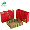 Yiwu box printing factory hot selling matte red happy everyday paper sliding christmas matchbox style gift box with handle