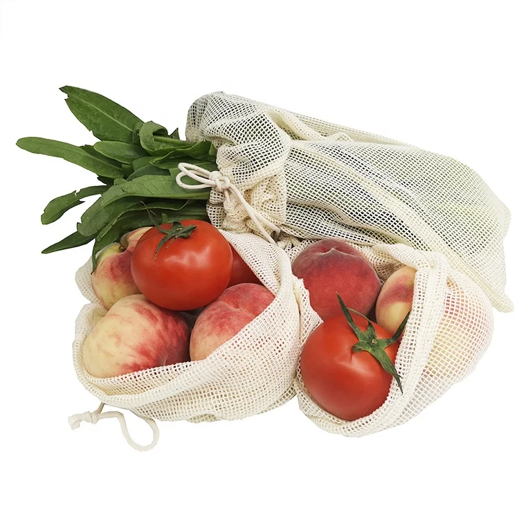 

Organic Folding cotton shopping bag eco friendly mesh bag grocery market storage bags