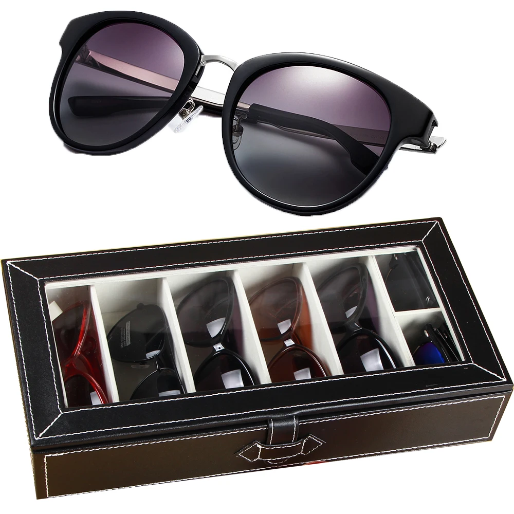 Pu Leather Box Sunglass Storage Box Eyeglasses Organizer Display