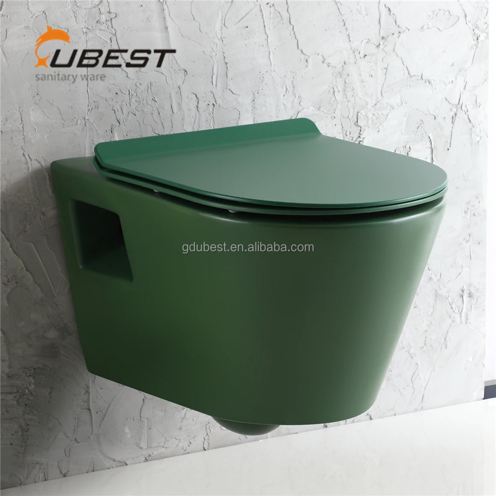 First Process Matt Green Color Wall Hung Toilet Ceramic Washdown Toilet