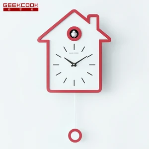 Image of Quartz SBSH Cuckoo Bird Fashion Creative Retro Natural wooden Mute Sweep Log Wood Wall Clock Wooden Home Decoration Wholesale
