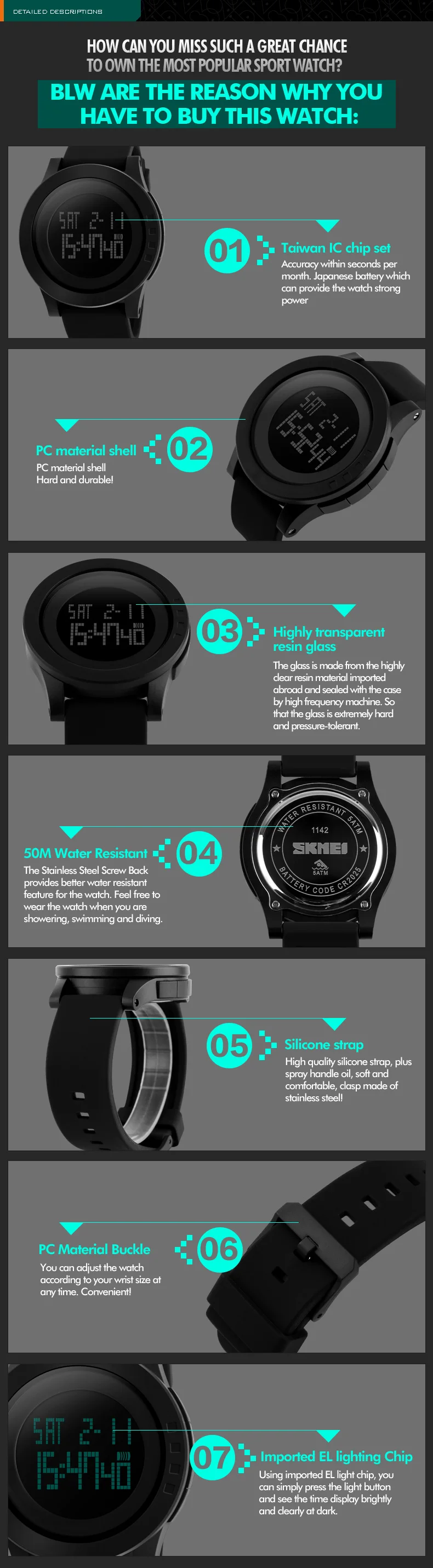 Skmei digital store watch instructions 1142