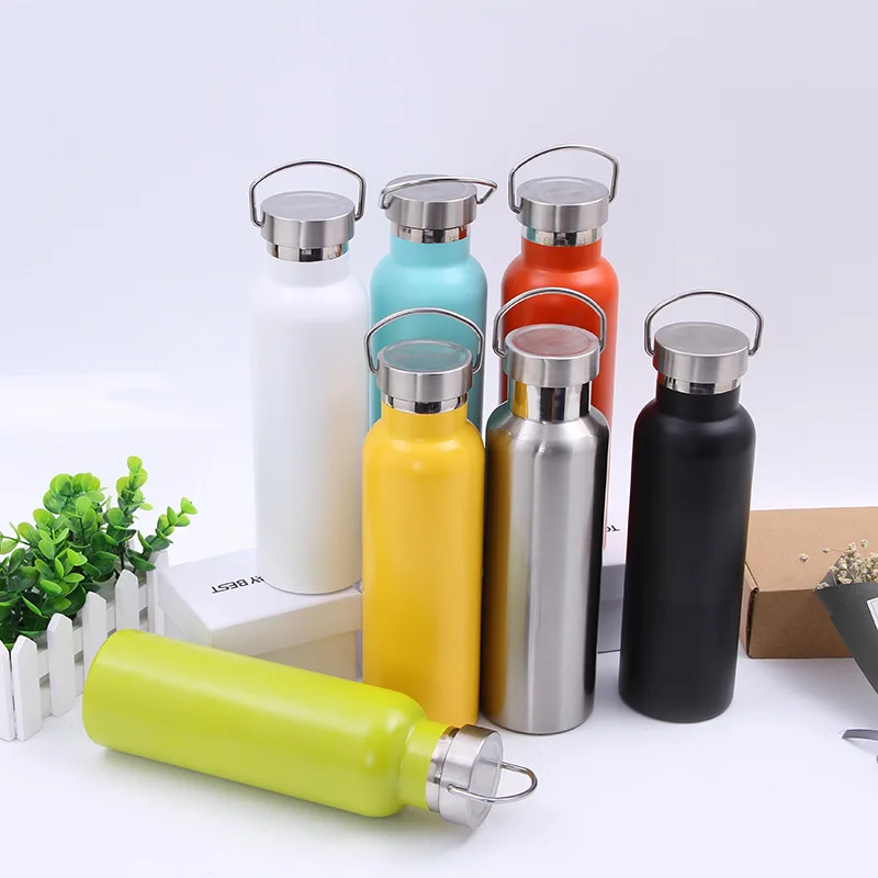 

Custom 500ml Logo Double Wall Stainless Steel Water Bottle Vacuum Flask Metal Wholesale Flask With Handle, Customized