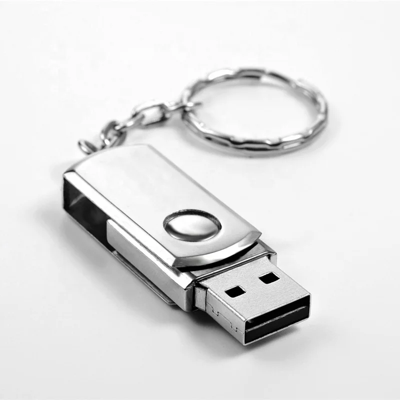 Custom logo Hot sale portable metal usb flash drive 1G 2G 4GB 8GB 16GB 32GB 64gb rotary keychain USB 2.0 pendrive u disk