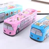 Wholesale Stock Small Order Kids Study Supplies Creative Double Layer Bus metal Pencil Box