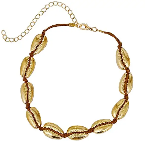 

Shangjie Handmade Summer Beach Shell Conch White Velvet Rope Choker Necklace Adjustable Conch Shell Necklace Jewelry