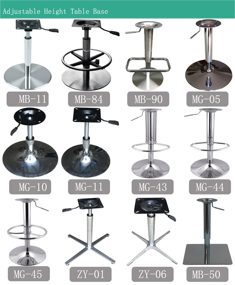 Metal Stainless Steel Height Adjustable Table Base Industrial Bar Stool