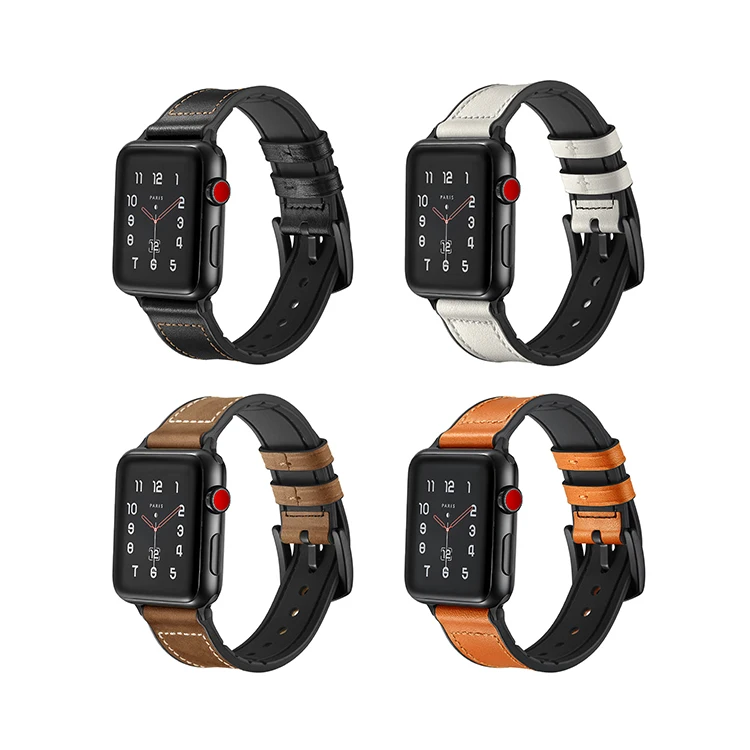 

High Quality Men Luxury Designer Genuine Leather For Apple Watch Band, Black