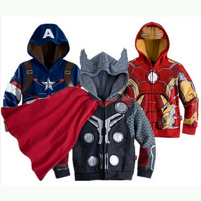 

Wholesale Zipper-up Kids Hoodies Avengers Iron Man Thor Children Hoodies Baby Boy Coat Spider Man Sweatshirts, As picture