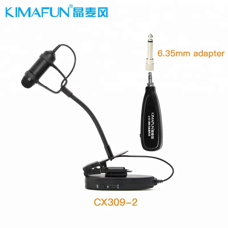 

KIMAFUM 2.4G Mini Wireless professional Instrument Microphone System Receiver&Transmitter for Saxophone, Trumpet, Black