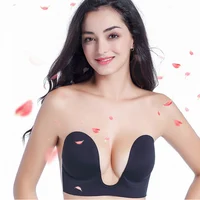 

Fashion Promotional backless self sticky push up strapless deep U plunge seamless adhesive Silicone invisible bra