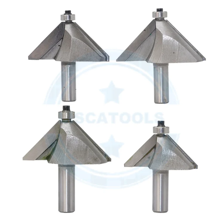 L-N040-5 1pc 1/4 and 1/2 Inch Shank 45 Degree Chamfer &  Bevel Edging Router Bit Woodworking Cutter Woodworking Bits