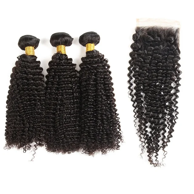 

Most Sell Popular Products Virgin Human Hair Bundles Extensions Kinky Curly Bundles With Closure Vendors, Natural color