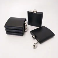 

304 stainless steel 6oz hip flask black powder coated whisky hip flask