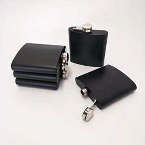 304 stainless steel 6oz hip flask black powder coated whisky hip flask