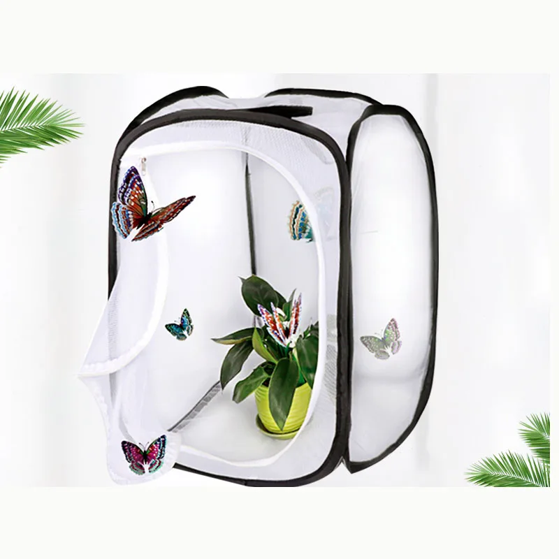 

15.7''X15.7X23.6'' Butterfly Habitat Giant Collapsible Insect Mesh Cage Terrarium Pop-up tent, White