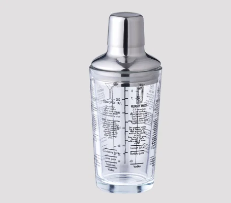 

350ML Glass Cocktail Shaker with Measures with Stainless Steel Lid