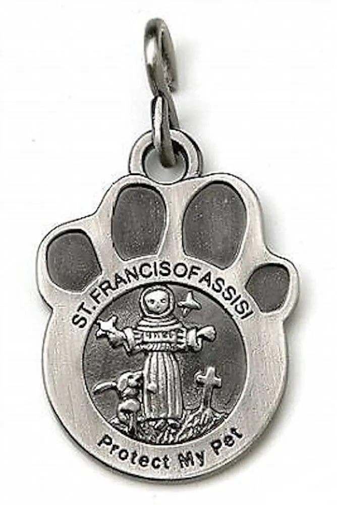 Saint Francis Medal For Dogs Silver St Francis Pet Tag Saint Fr...