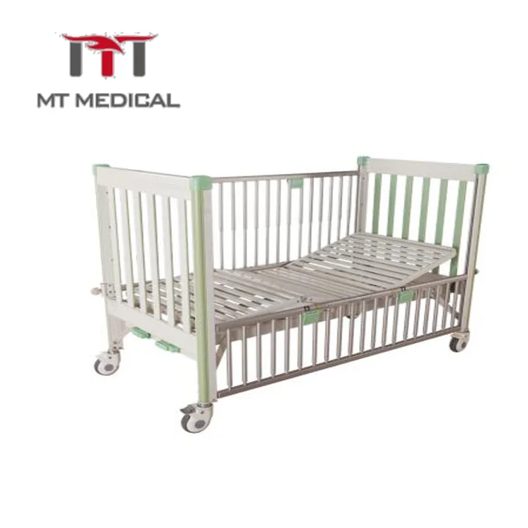Two Crank Medical ABS & Aluminum Alloy Child Baby Hospital Bed With Wheels