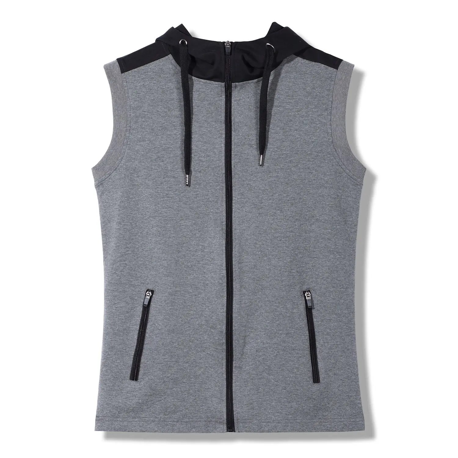 KLJR Men Summer Zip Up Sleeveless Sports Hoodie Plain Tank Top Shirts