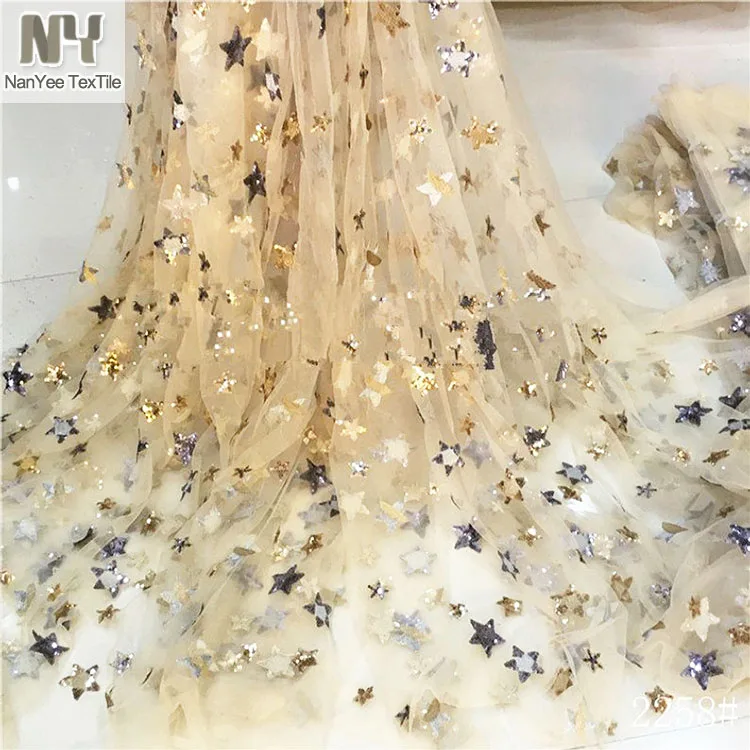 Nanyee Textile Fashion Summer Light Exquisite Sequined Star Lace Labric