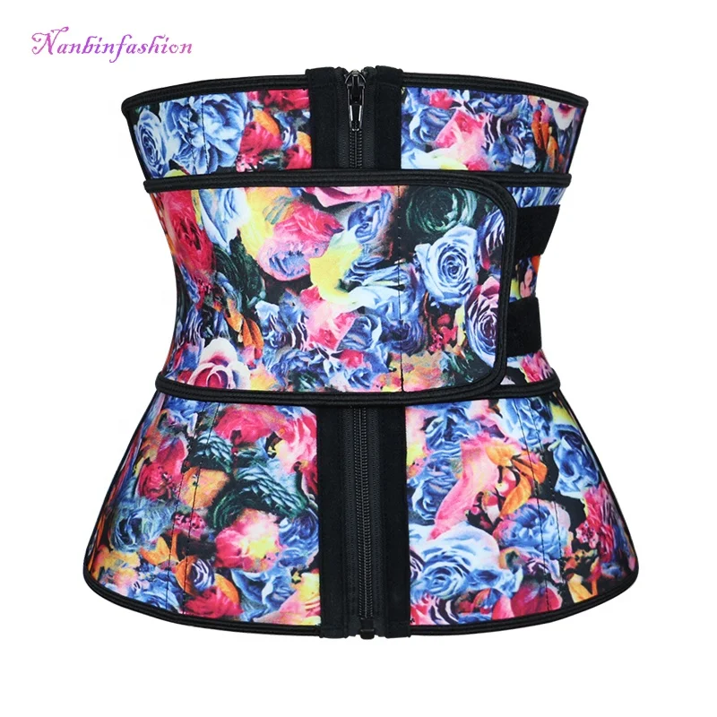 

Custom Private Labels Rose Women Corset Latex Waist Trainer With Zipper MH1695, As shown