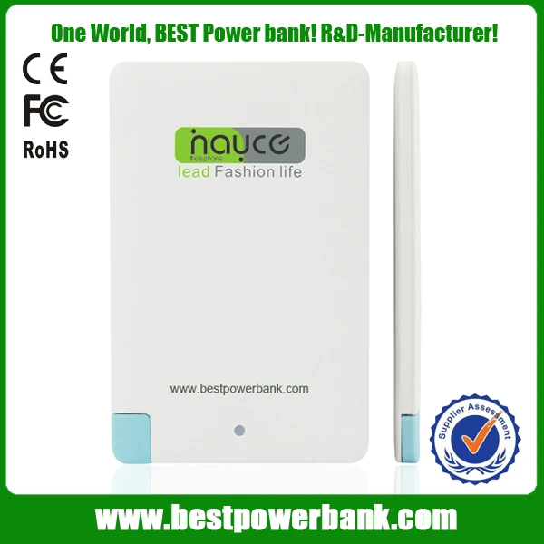 HC-K2 promotion gift super slim power bank 20000mah with built in cable