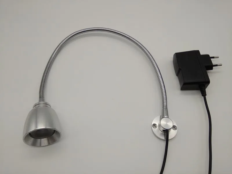 110v/220v/12v/24v 3w Headboard Mounted Led Reading Light Flexible Arm