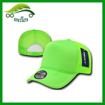 bright green baseball cap