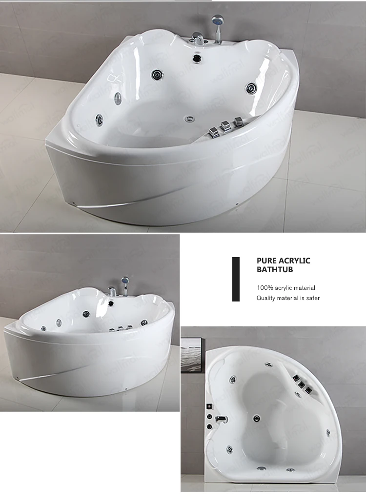 Acrylic Air Bubble Corner 2 Person Massage Bath Tub Jacuzi Bathtub