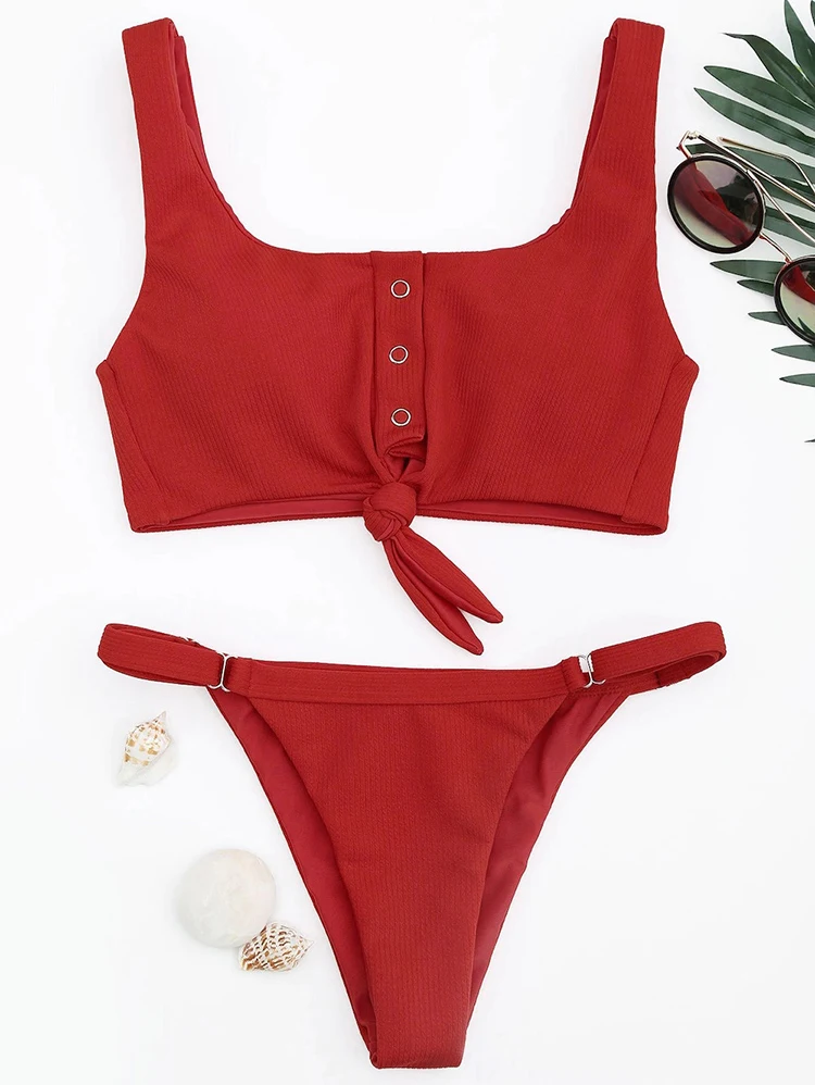 Luxury Sexy Solid Color Bikini Swimwear Latest Design Buy Red Bikini