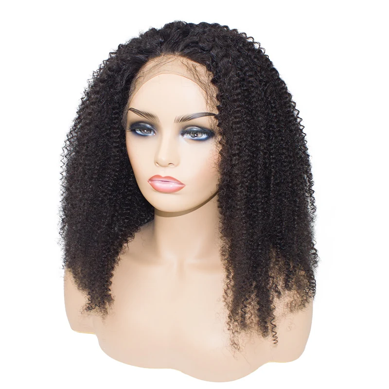 

Hair factory wholesale price high density kinky curly 100% Remy virgin peruvian lace front human hair wig