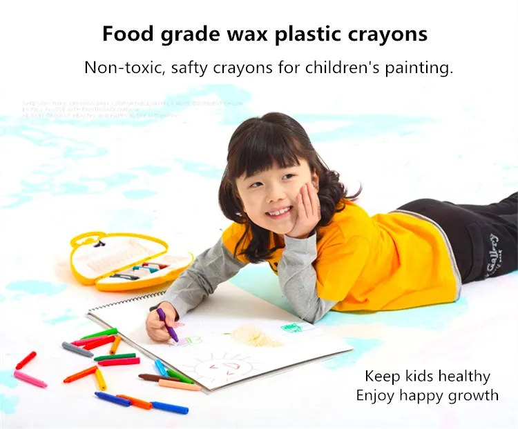 Nontoxic Food Grade Wax Plastic Colored Washable Crayons Color Box Oem