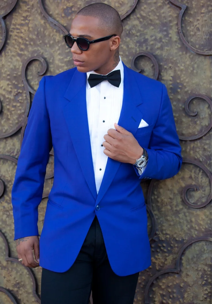 Royal Blue Blazer With Black Pants 