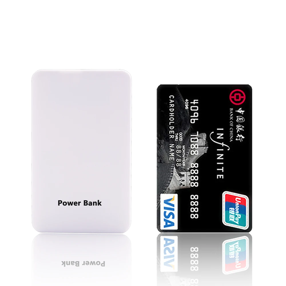 

Credit card size power bank Portable mini 2000mAh Cell phones usb power bank, Black, white, pink, blue and costomized
