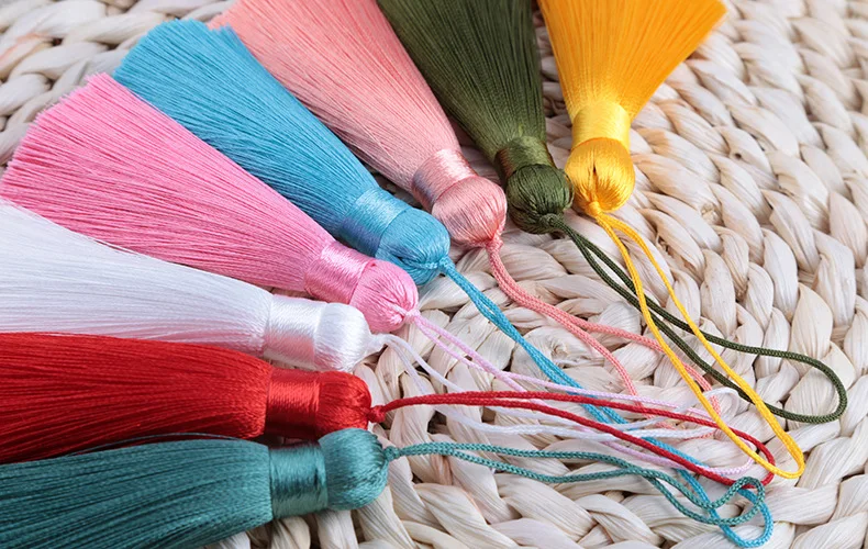 26 Color 8cm Anti Wrinkle Vertical Ice Silk Hanging Tassels Bookmarks