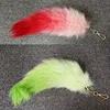 cheap dyed red fox tail keychain animal fur tails animal tail fur