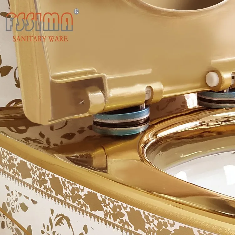 Bathroom Golden Wc Toilet Bowl Plated Color One Piece Gold Toilet And