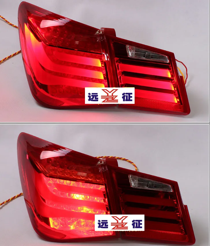 VLAND manufacturer for car lamp for CRUZE 2010 2011 2014 tail light plug and play with turn signal +DRL+ reverse light red&clear