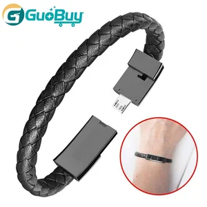 Leather Cuff Bracelet Integrated USB Charging Cable iPhone