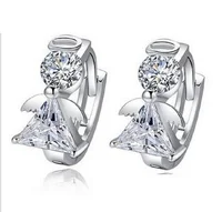 

Angel Stud Earings Fashion 925 Sterling Silver Crystal Earrings for Women wedding Jewelry