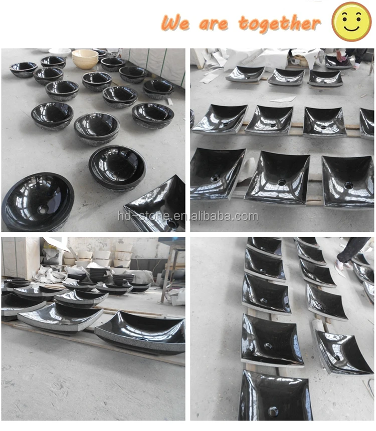 Chinese Shanxi Black Granite Stone Kitchen Sink Bathroom Washing Hand Basin with Good Quality